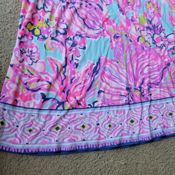 Lilly Pulitzer Serene Blue Big Escapade Emma Dress Size Large Jersey Knit - Picture 5 of 7